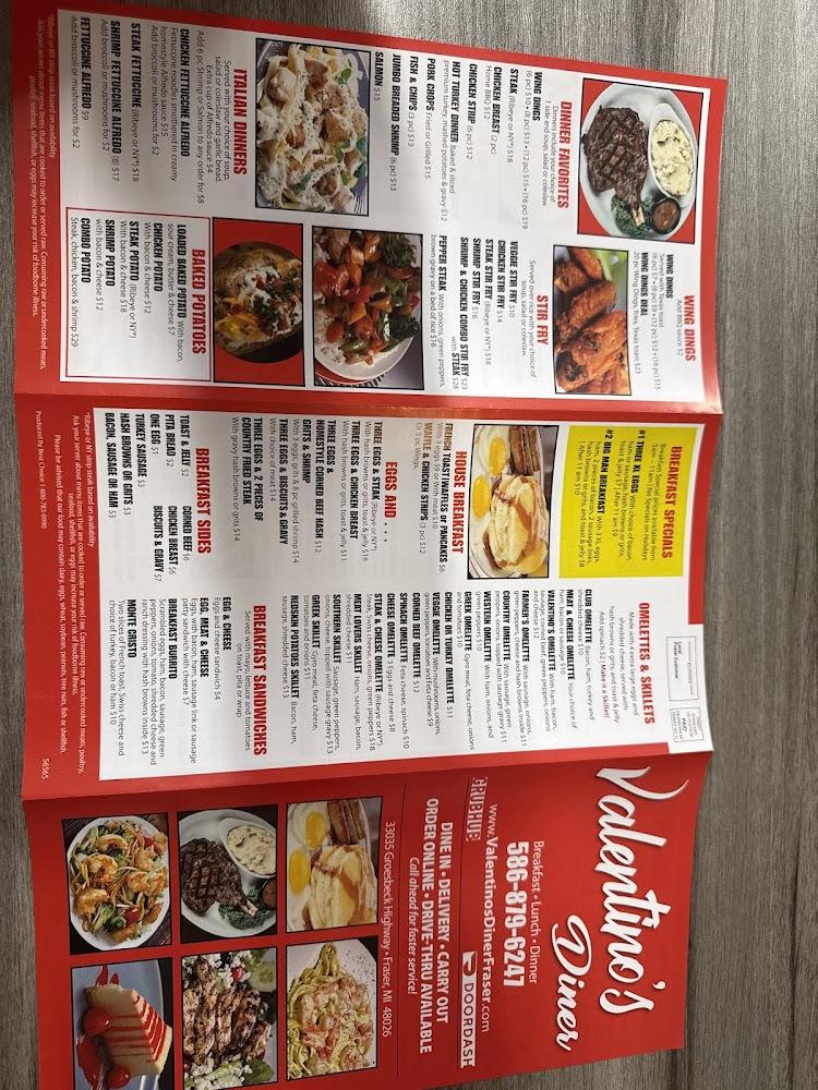 Valentino's Diner Menu image 2